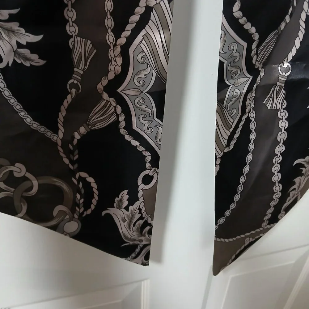 Dennis Basso Large Shawl Black and Silver Ropes and Tassels